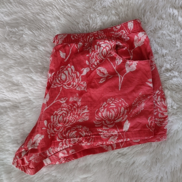 Banana Republic Coral Floral Sleep Shorts With Pockets Size L - Picture 3 of 4